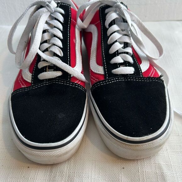 Vans Off The Wall Sole Print Red Black Unisex W8 M 6 Old Skool Sneaker Shoe - Picture 4 of 9